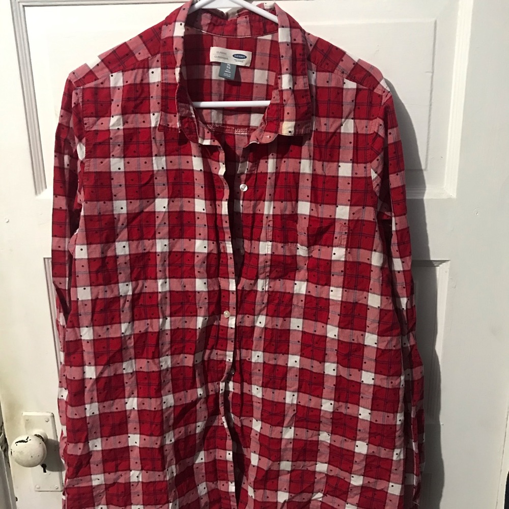 Old Navy Red Plaid Button Up